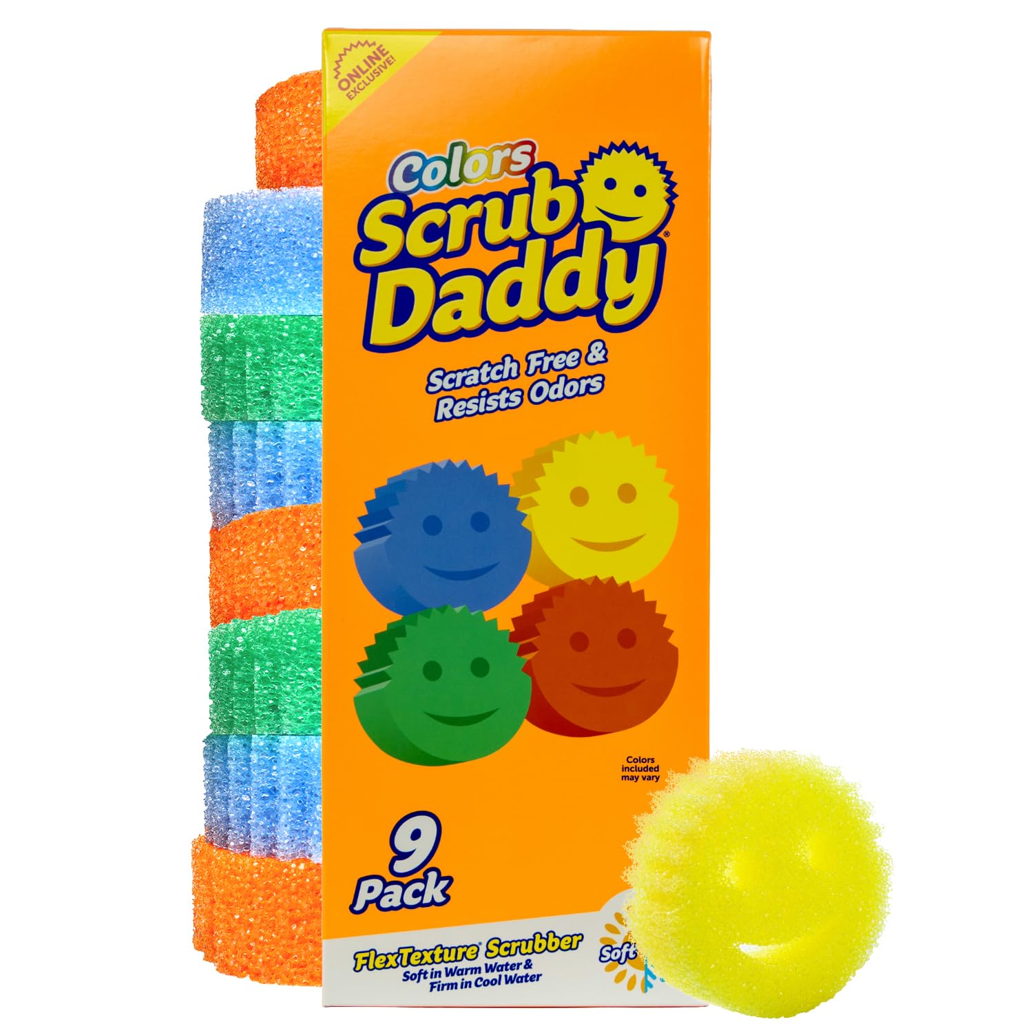 Scrub Daddy Color Sponges - Scratch-Free Multipurpose Dish Sponges for Kitchen, Bathroom & Household Cleaning - Made with BPA-Free Polymer Foam (3 Count)